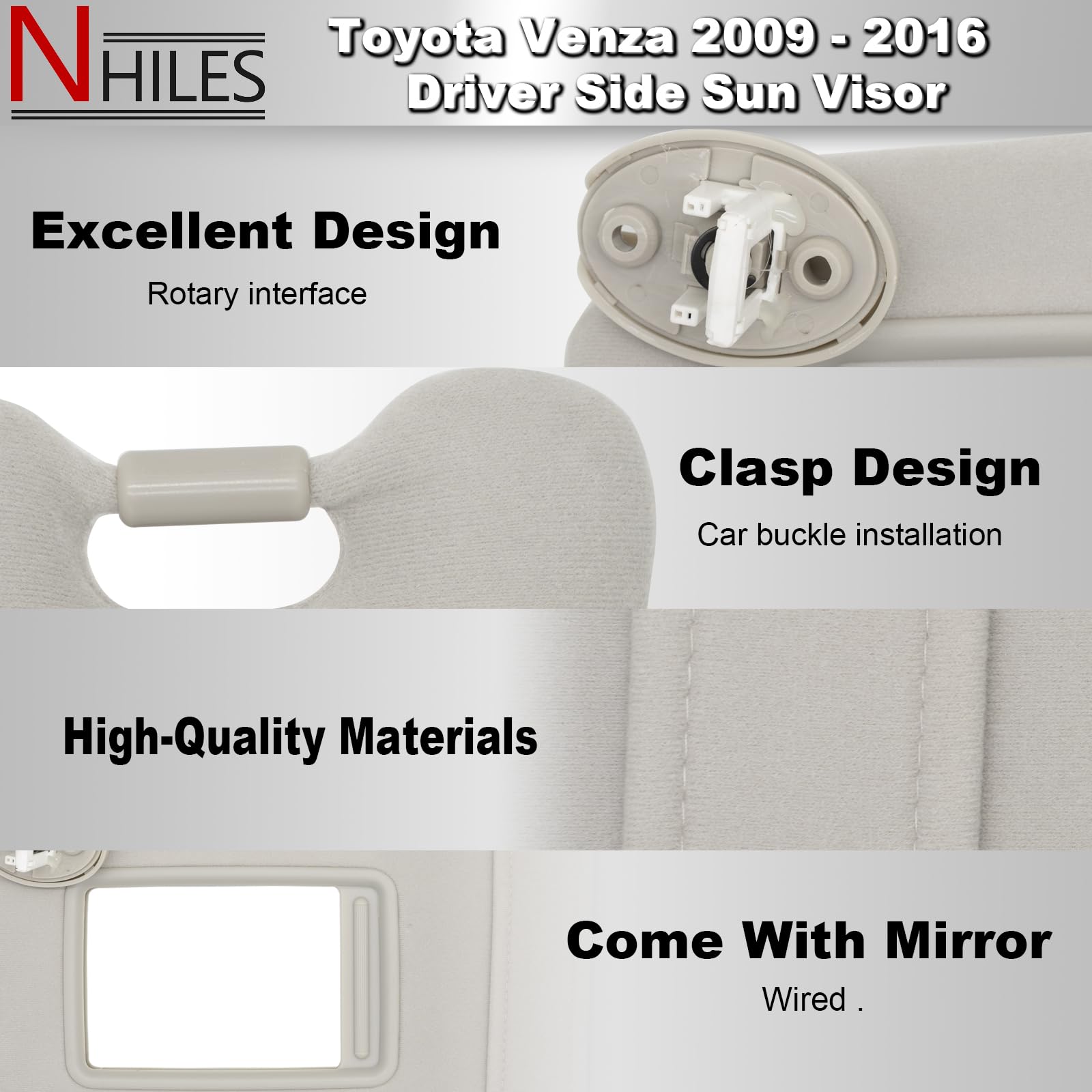 NHILES sun visor close-up of fabric texture for a clean interior look