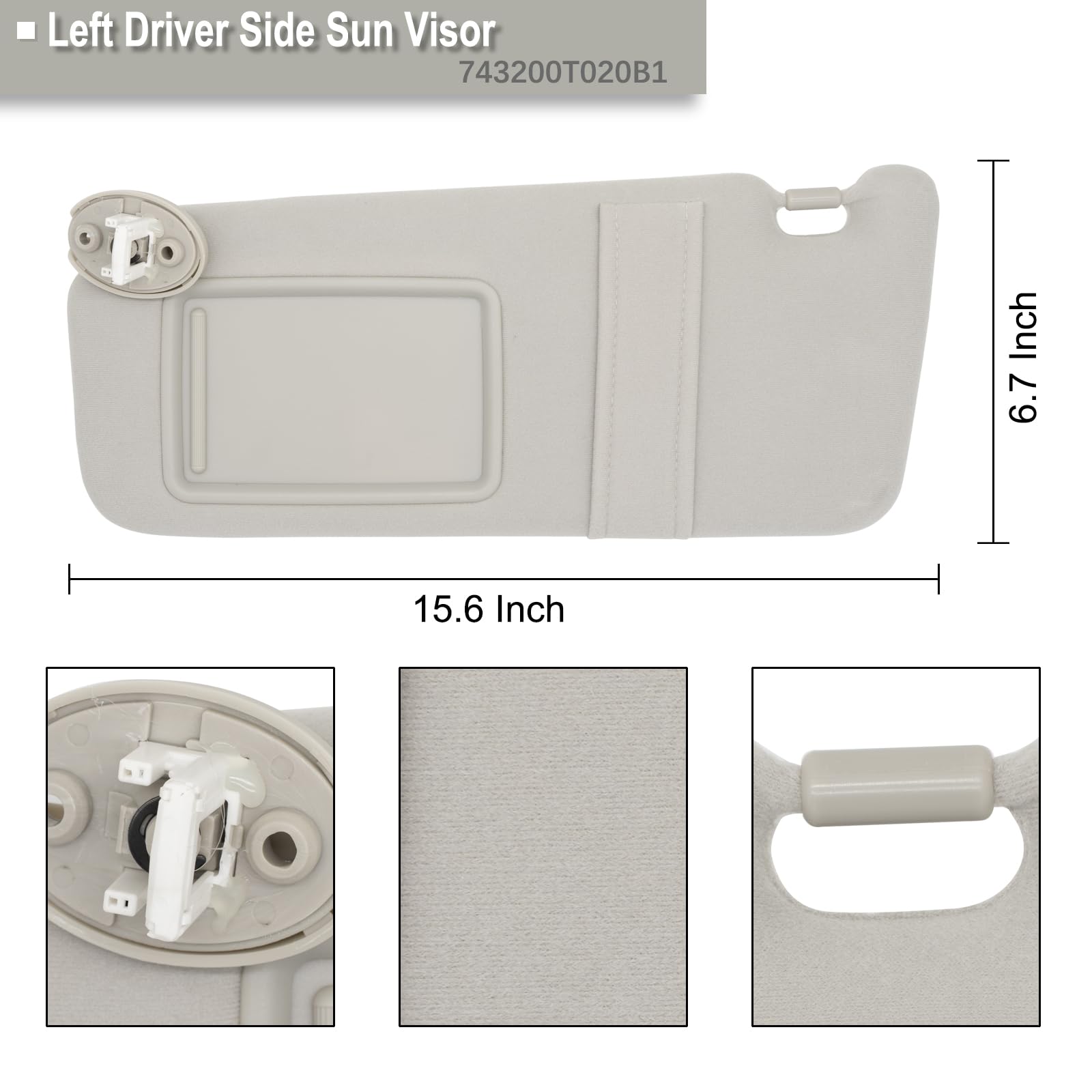 NHILES sun visor beside ruler for scale showing correct dimensions