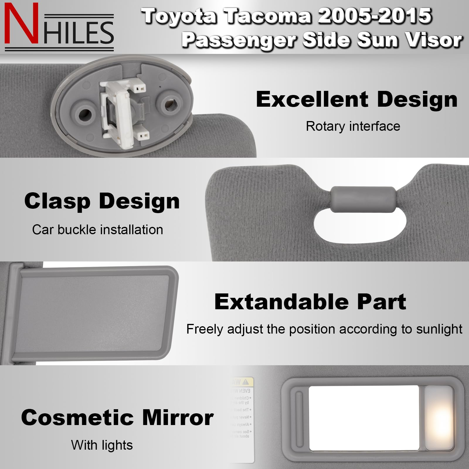 NHILES visor courtesy light close-up highlighting improved passenger visibility