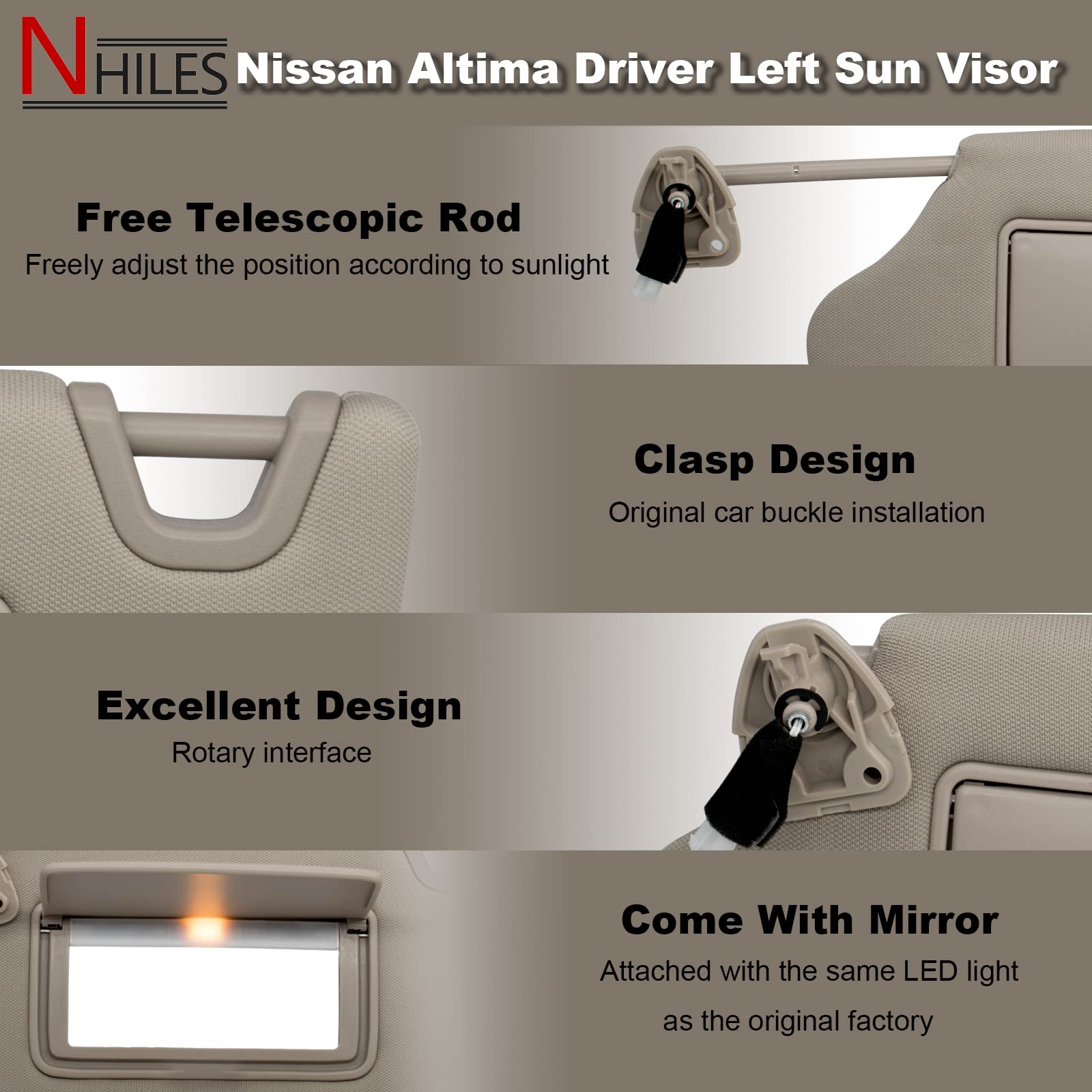 NHILES vanity mirror and lamp closeup showing lighted convenience