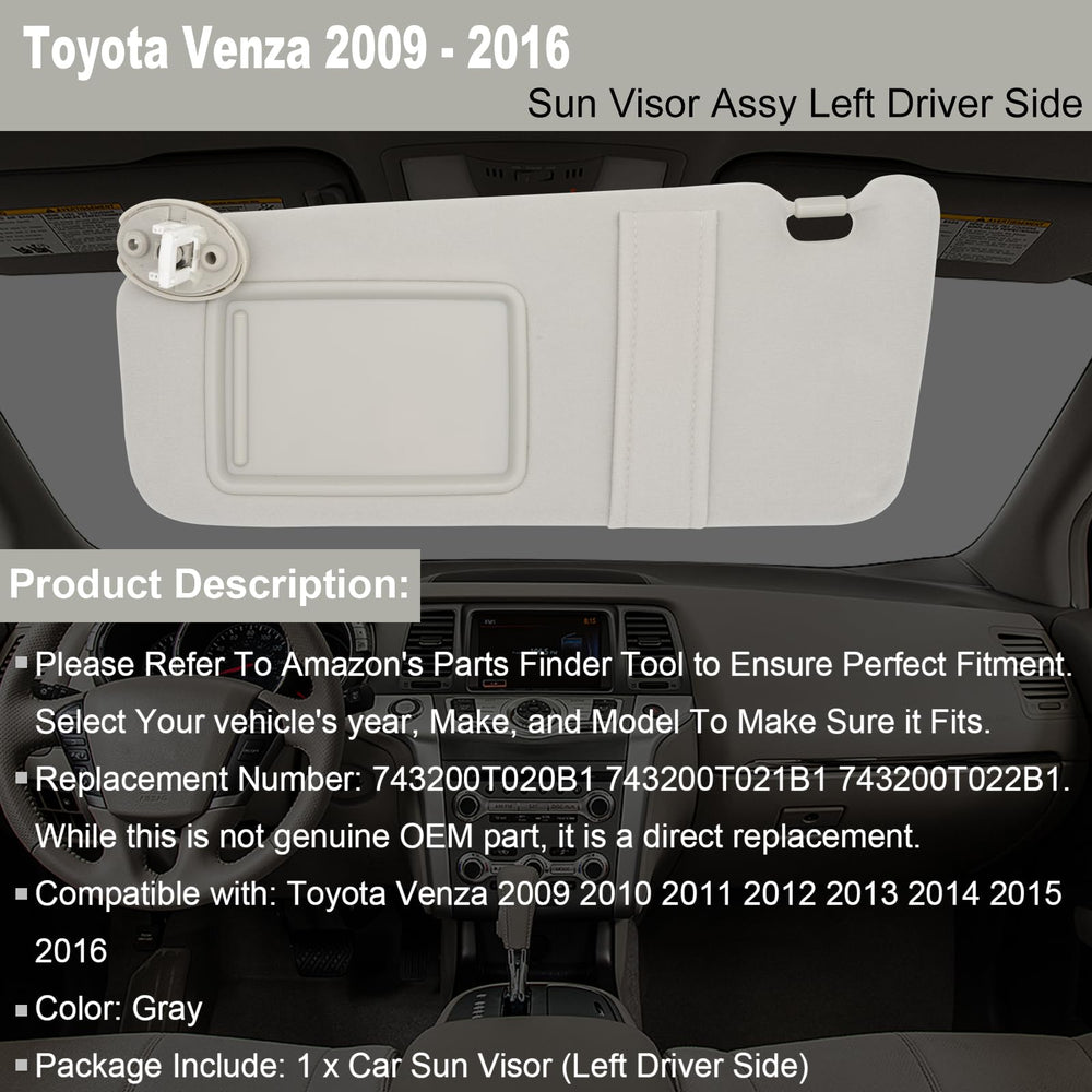 NHILES visor installed in Toyota Venza interior demonstrating proper alignment