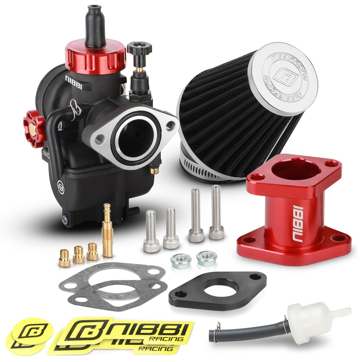 nibbi carburetor front view showing throttle body and mounting flange for easy identification
