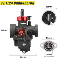 nibbi carburetor side detail highlighting adjustment screws and linkage for precise tuning