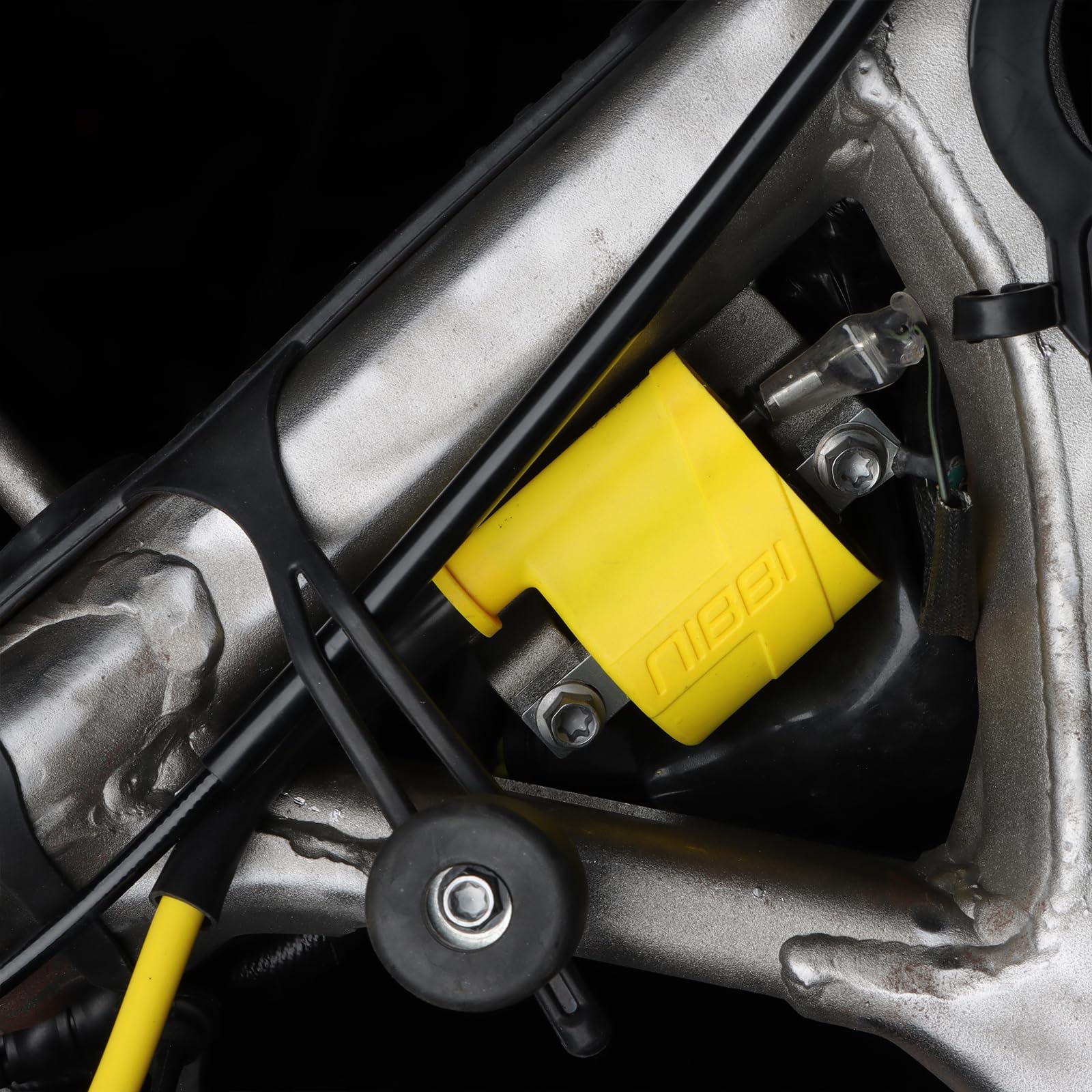 nibbi ignition coil length comparison with ruler showing 42cm lead and trim-to-fit convenience