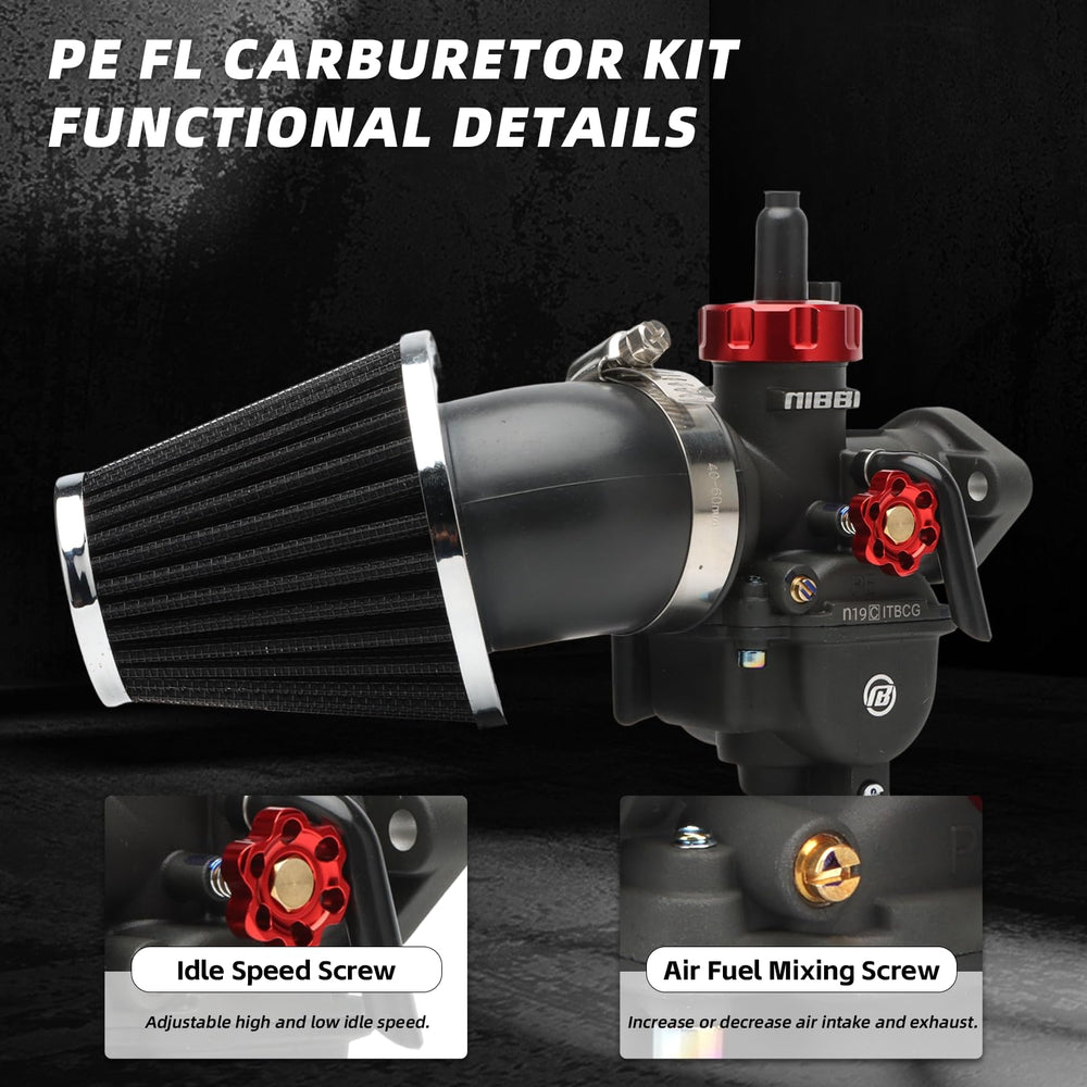 nibbi PE19 installed on pit bike demonstrating compatibility and performance