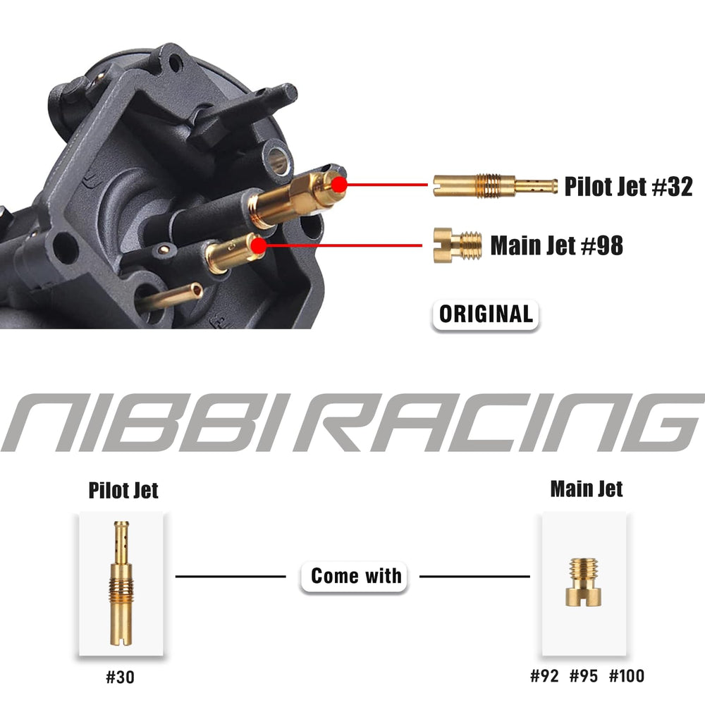 nibbi PE19 jet and needle kit included for precise tuning flexibility