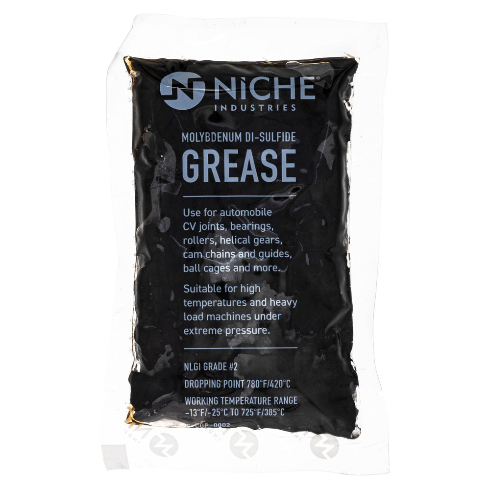 NICHE metal clamps and grease packet displayed for installation convenience and sealed joints