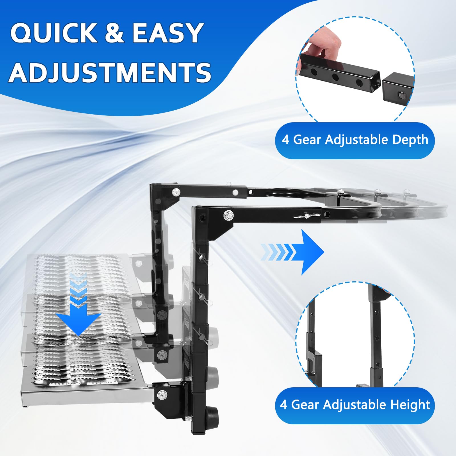 NigWarm adjustment mechanism showing height and depth versatility