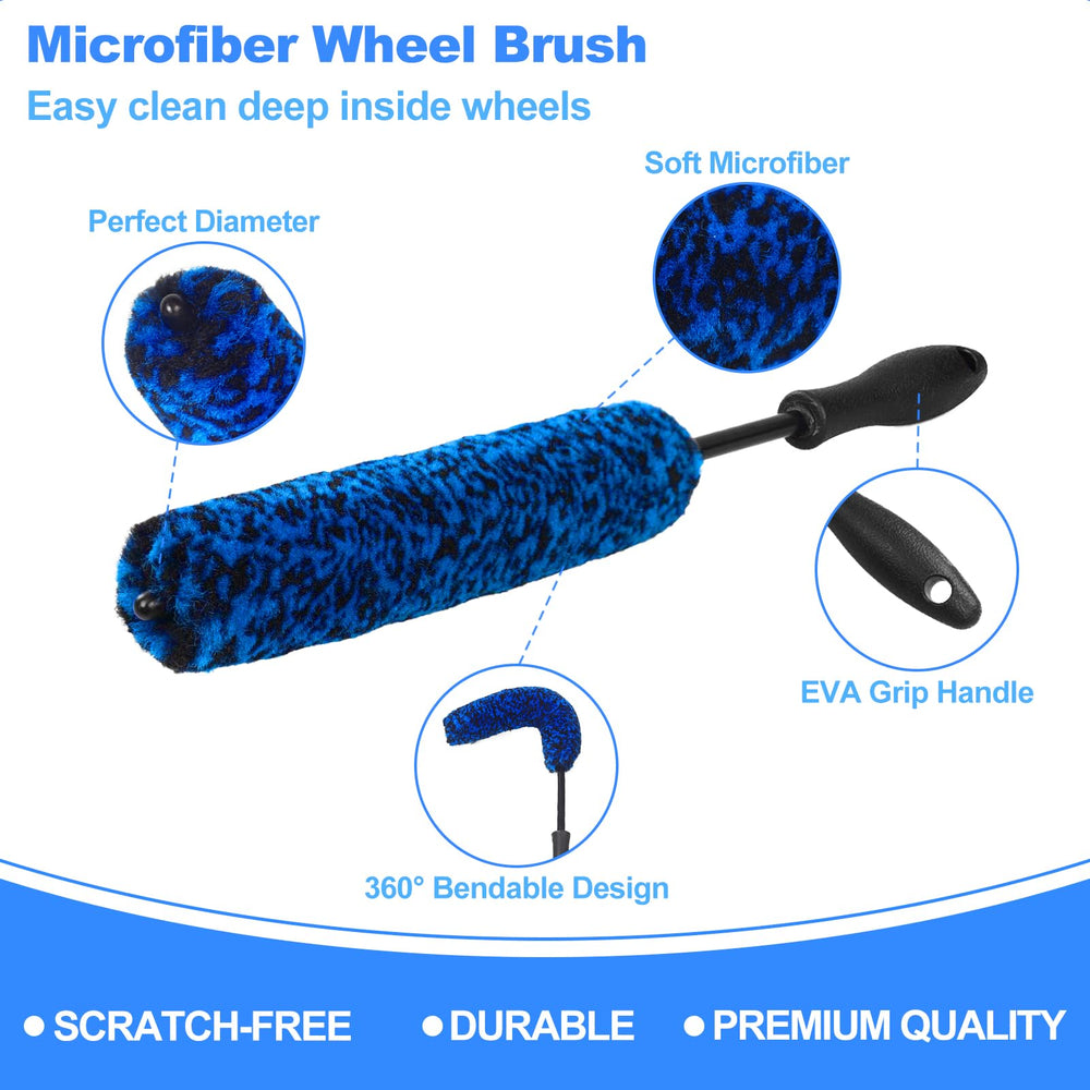 NIKCOSMK bendable rim brush flexed to reach tight lip and spokes easily