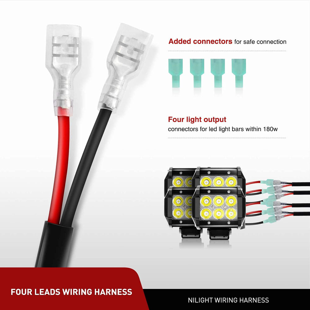 Nilight 16AWG wire bundle detail demonstrating durable gauge for steady current