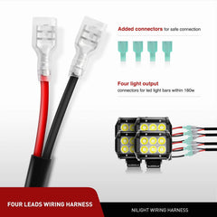 Nilight 16AWG wire bundle detail demonstrating durable gauge for steady current