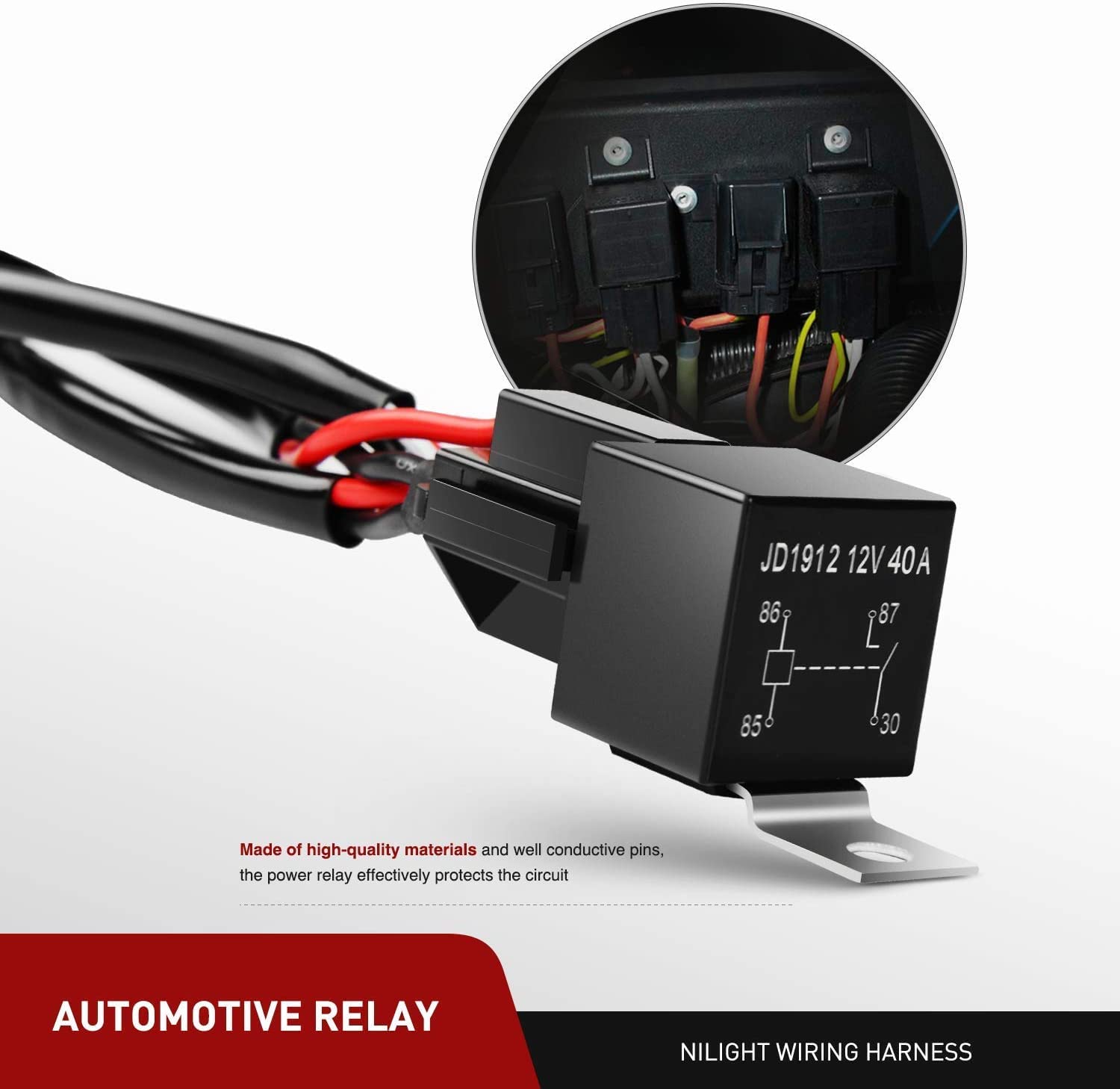 Nilight 16AWG wire gauge detail demonstrating durable, flexible wiring for safe routing