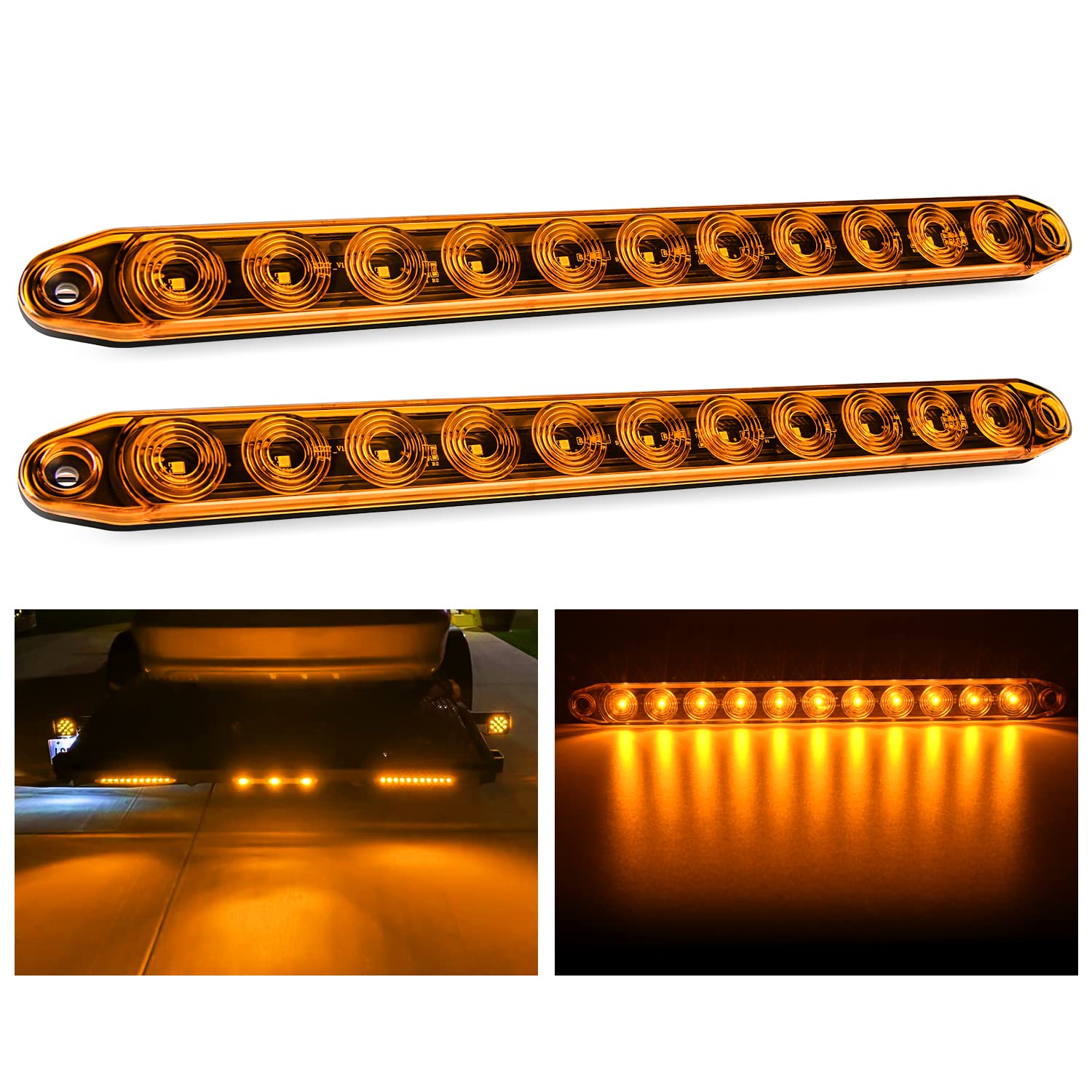 Nilight 16" front view showing amber lens for clear signaling
