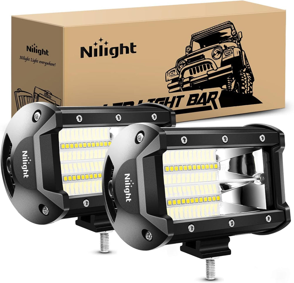 Nilight front view of 5-inch flood bar showing compact durable housing