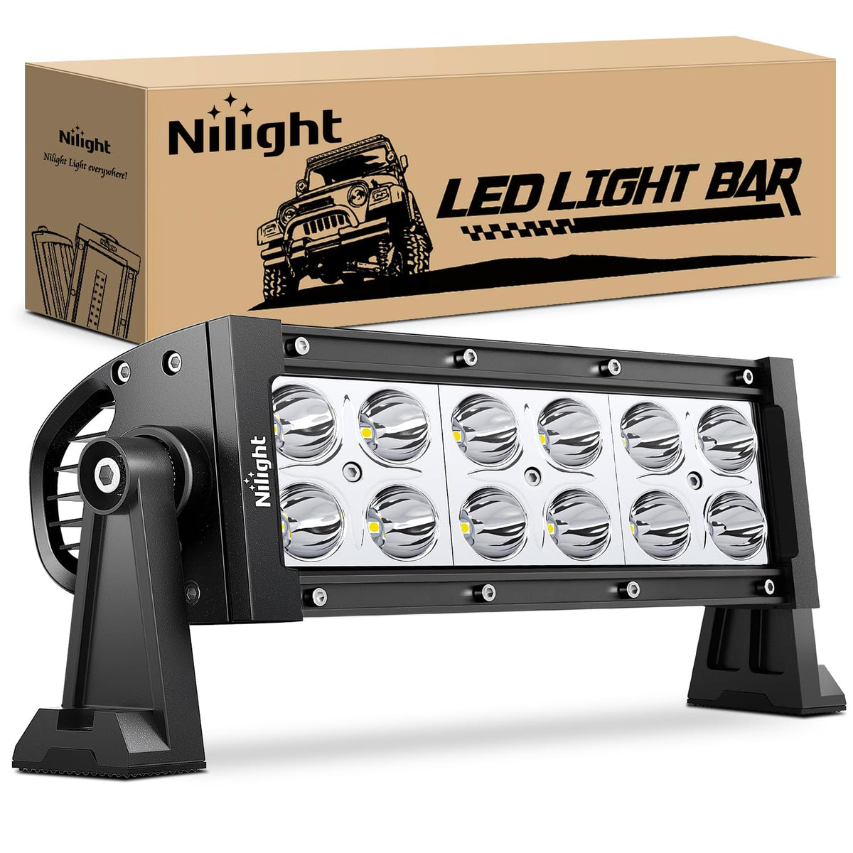 Nilight 36W front view showing compact spot beam and durable housing for bright long-range light