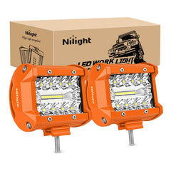 Nilight 4-inch 60W front view showing compact triple-row LEDs and improved visibility