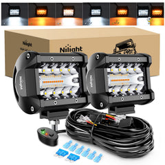 Nilight front view showing dual amber and white LEDs and compact housing, ensures visibility