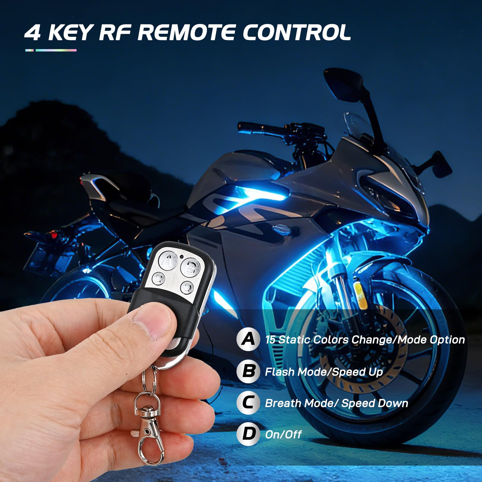 Nilight 4-key RF wireless remote for easy color and mode control