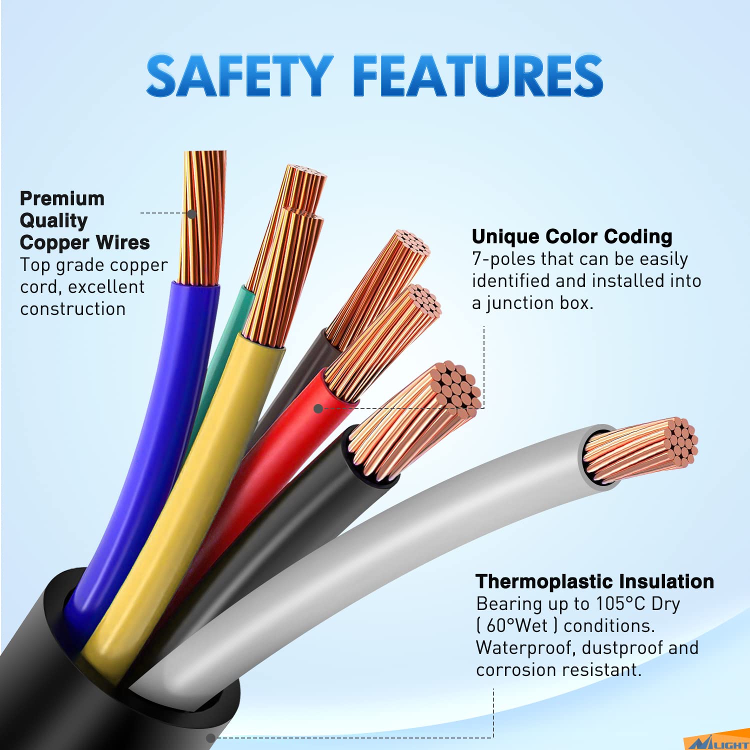 Nilight 50050R double-prong terminal closeup improving electrical stability