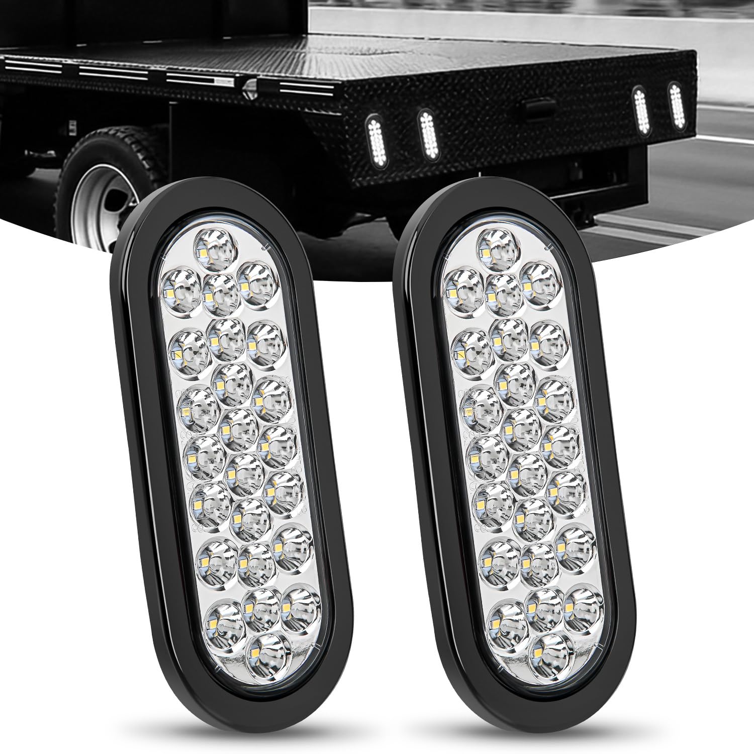 Nilight 6" oval front view showing LEDs and clear lens for improved visibility