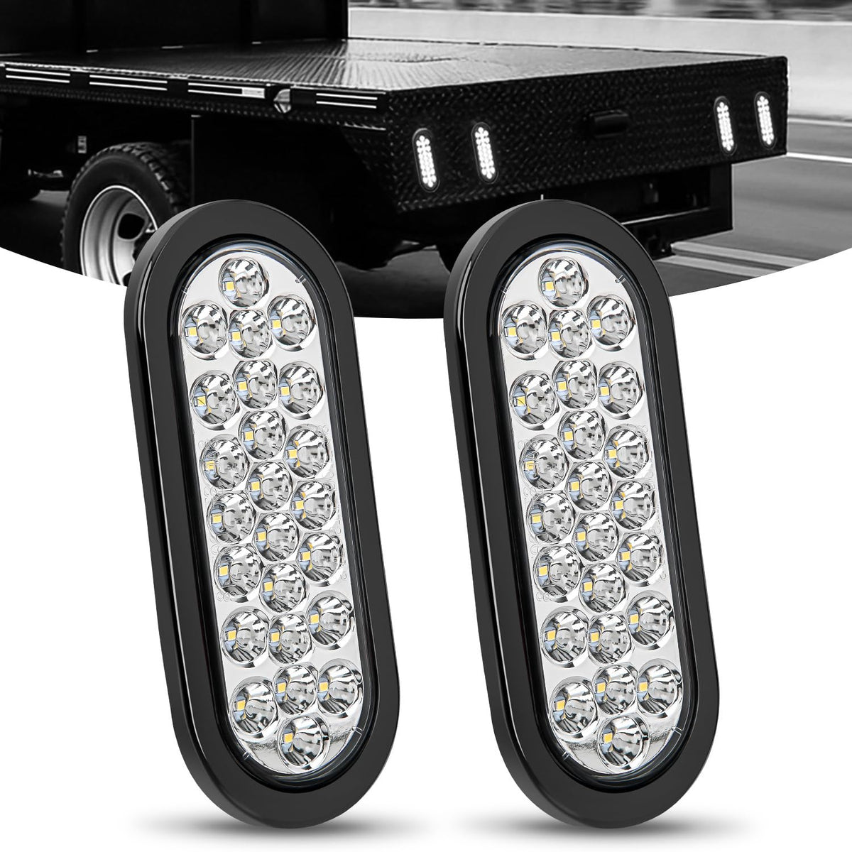 Nilight 6" oval front view showing LEDs and clear lens for improved visibility