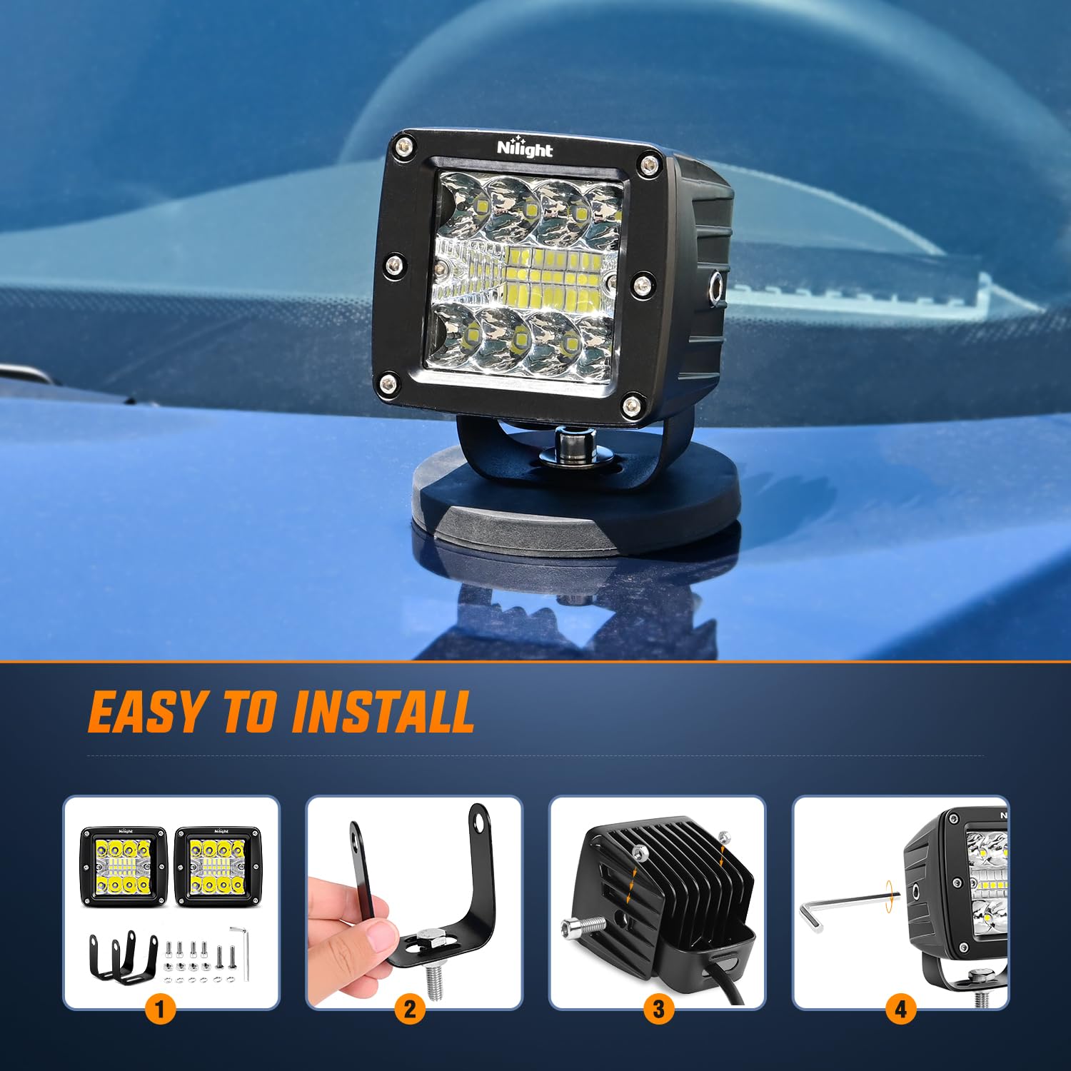 Nilight bracket and bolt being adjusted to aim beam accurately for precise alignment benefit