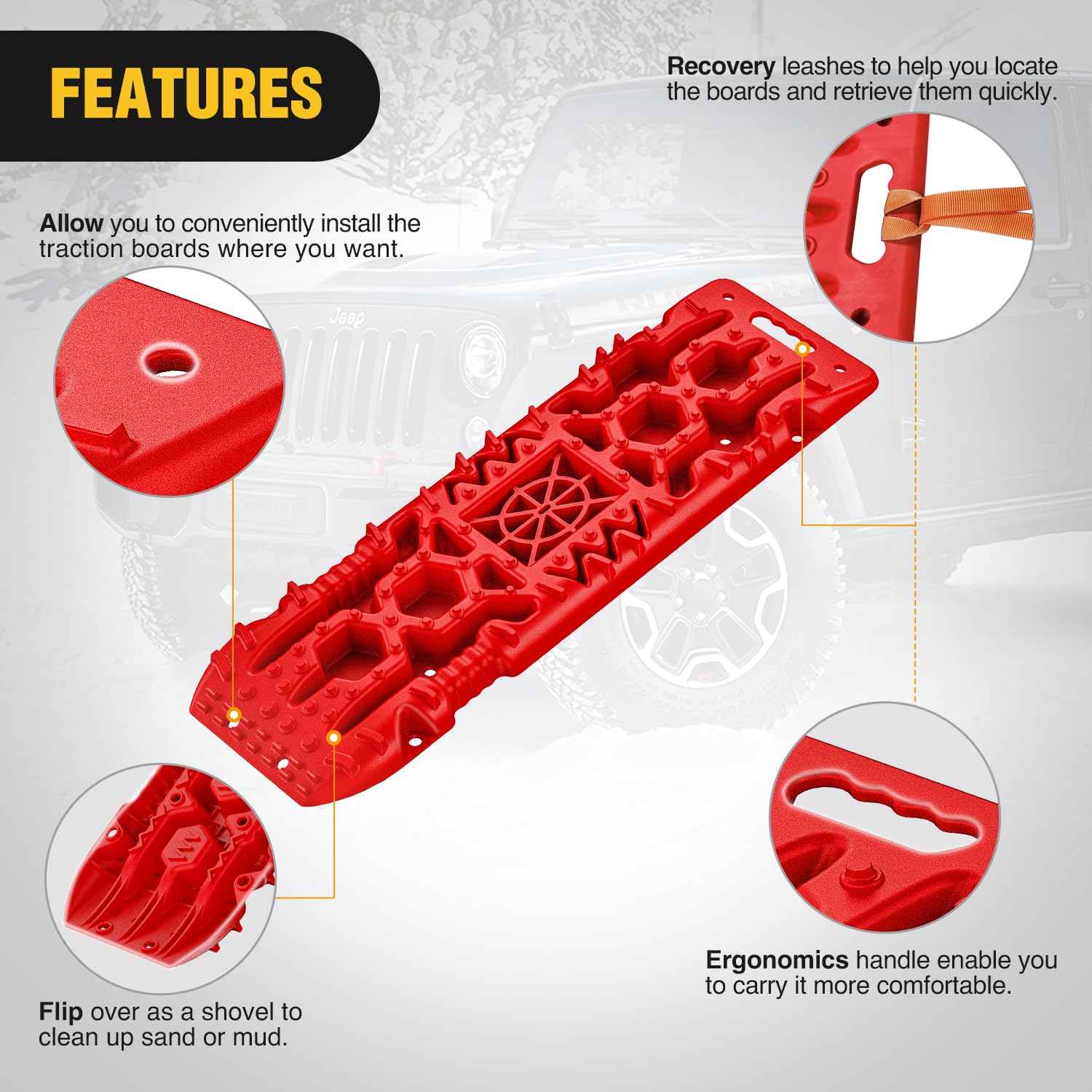 Nilight board placed under a stuck truck tire showing effective traction during recovery