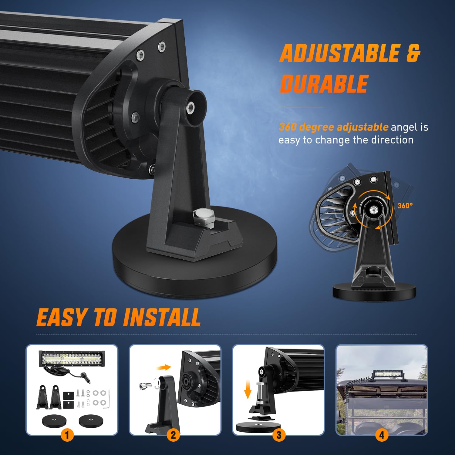Nilight adjustable bracket demonstrating 360-degree aiming for precision