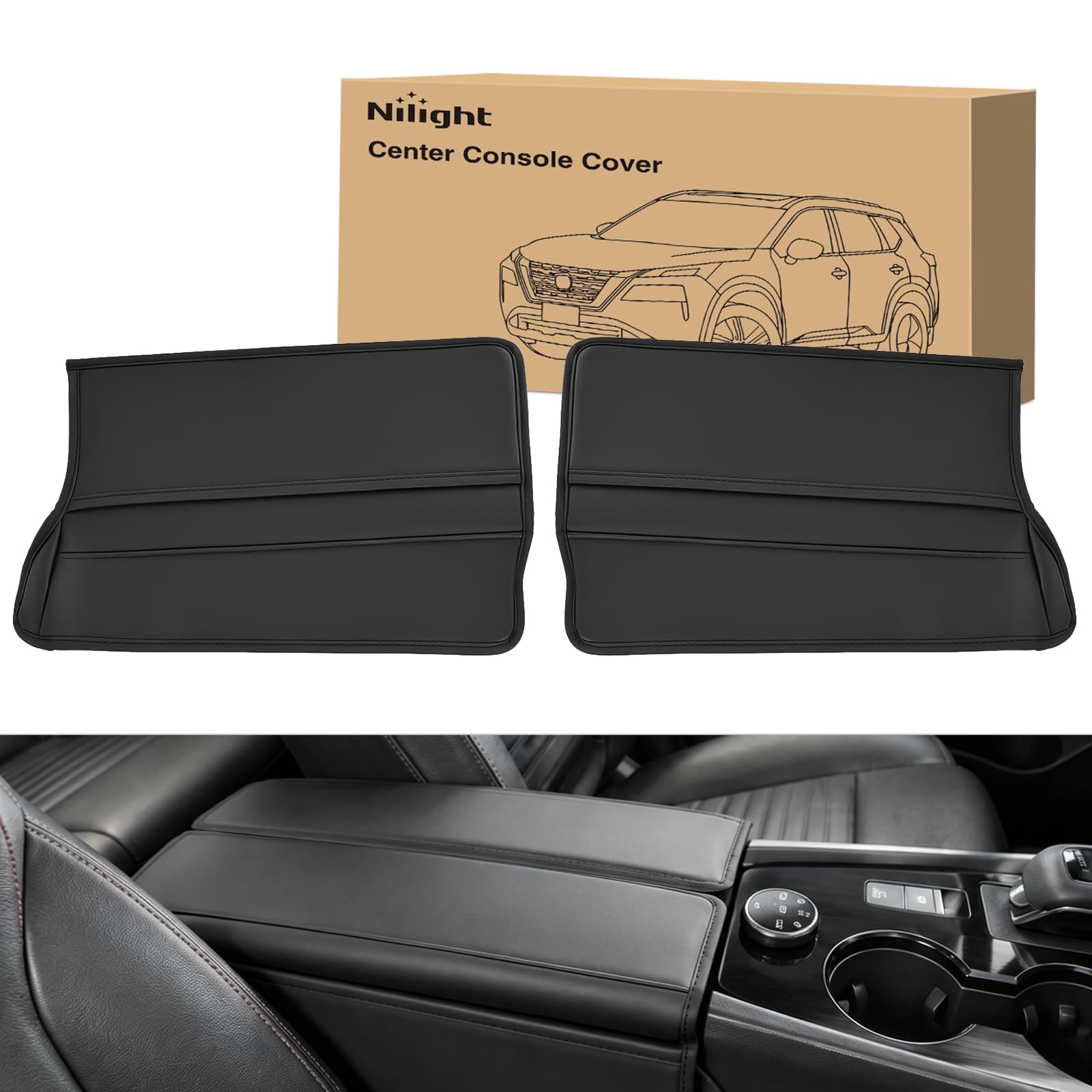 Nilight front view of center console cover showing perfect fit and protection