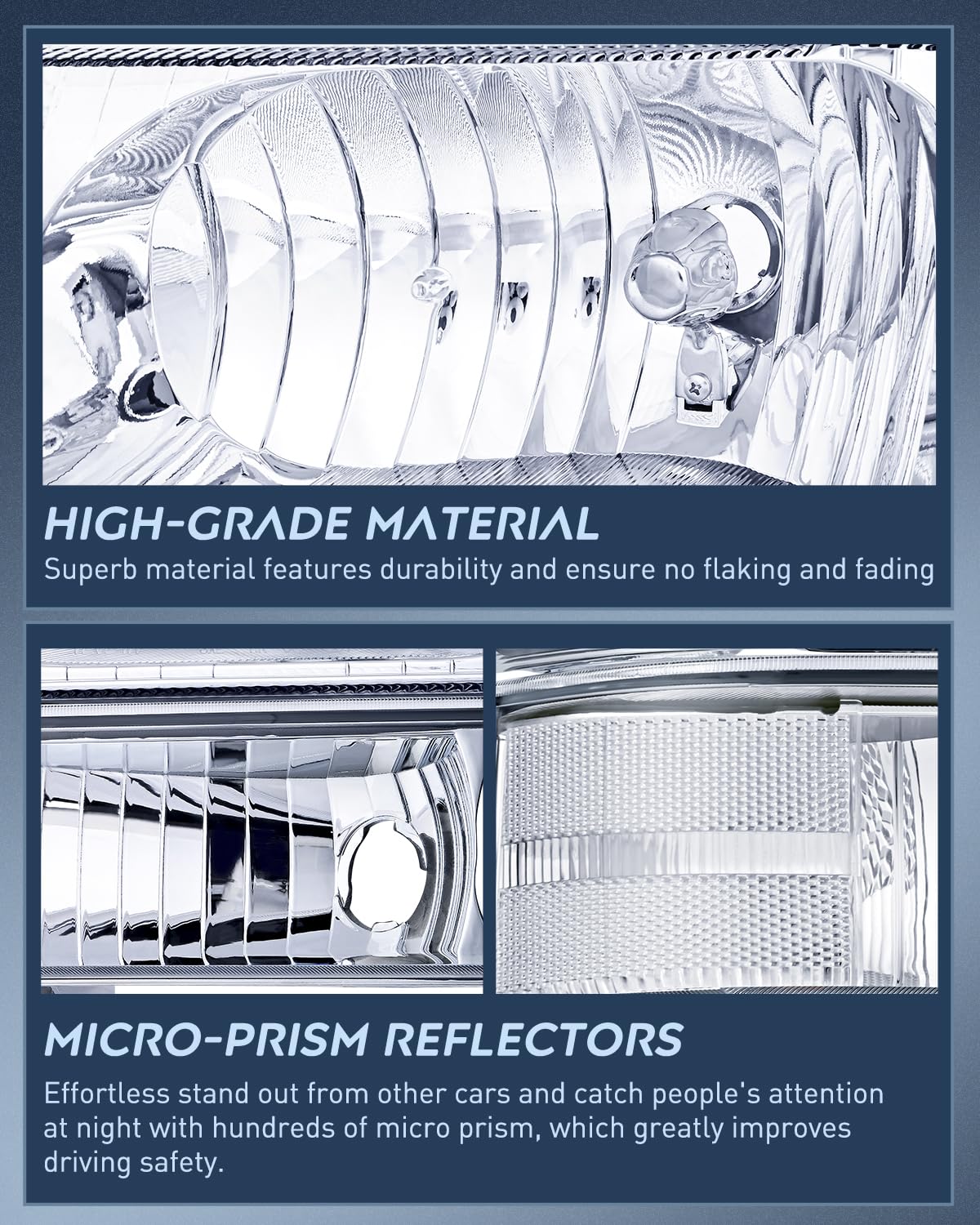 Nilight chrome reflector detail displaying focused beam performance