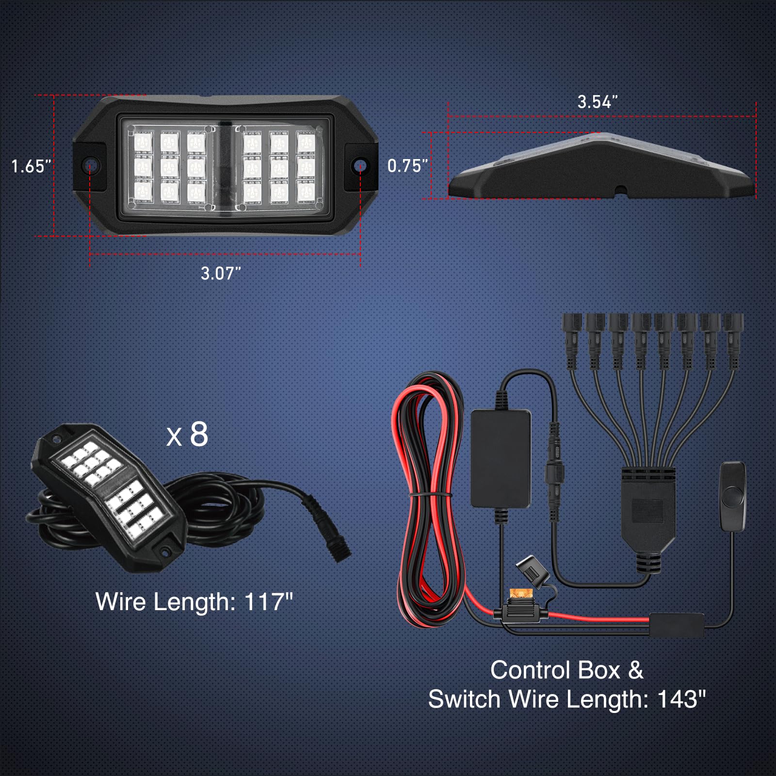 Nilight close-up of 18 LED array highlighting brighter, wide-angle illumination