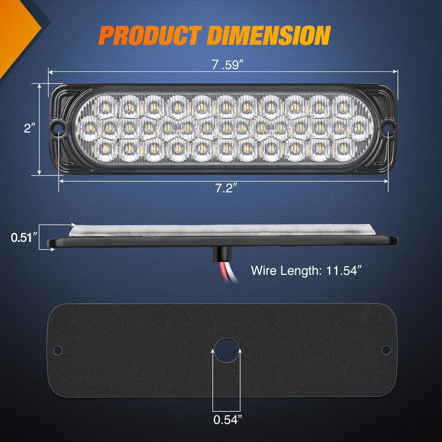 Nilight closeup of the 36 SMD LEDs array highlighting bright white output for safer reversing