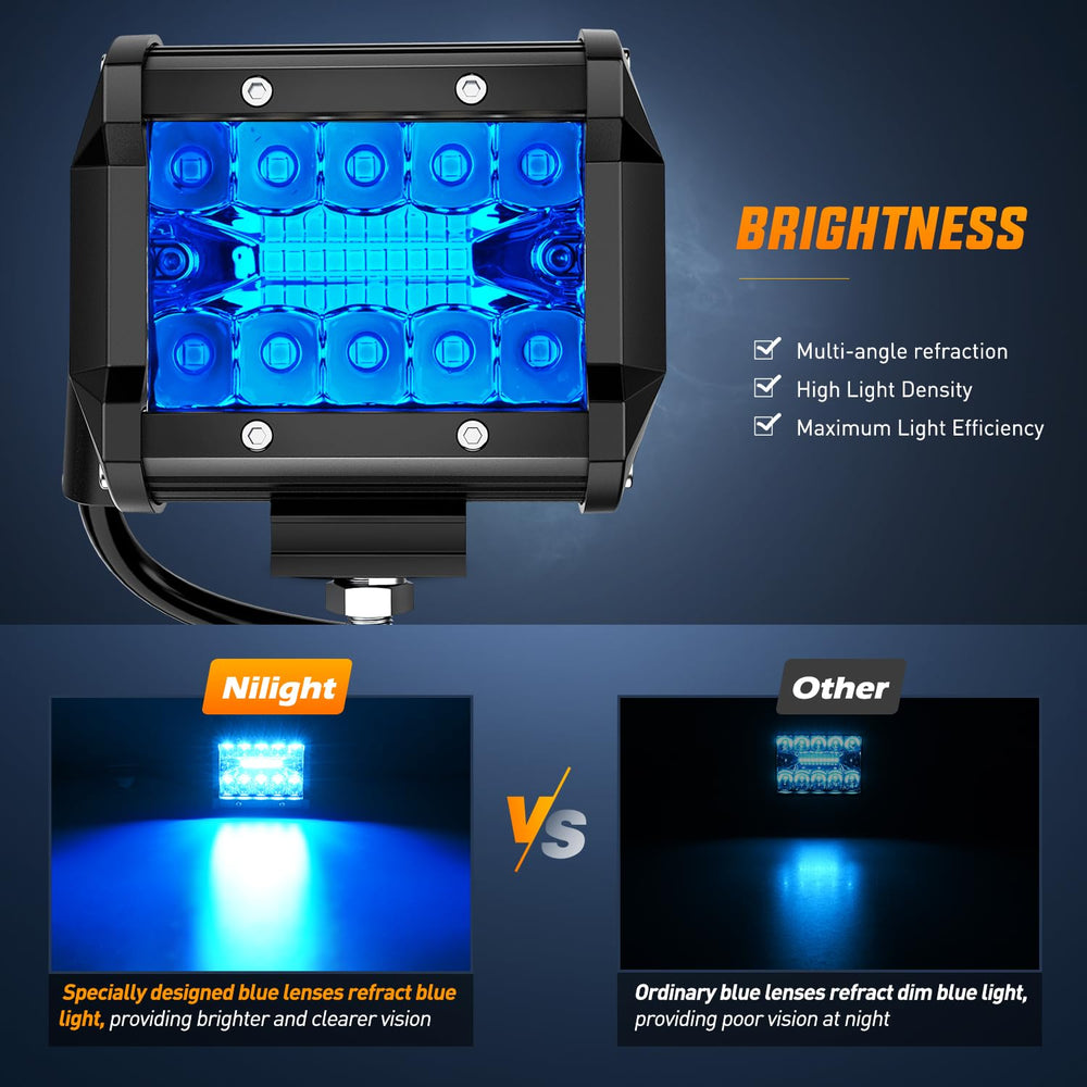 Nilight close-up of triple-row LED array showing focused spot and flood balance benefit