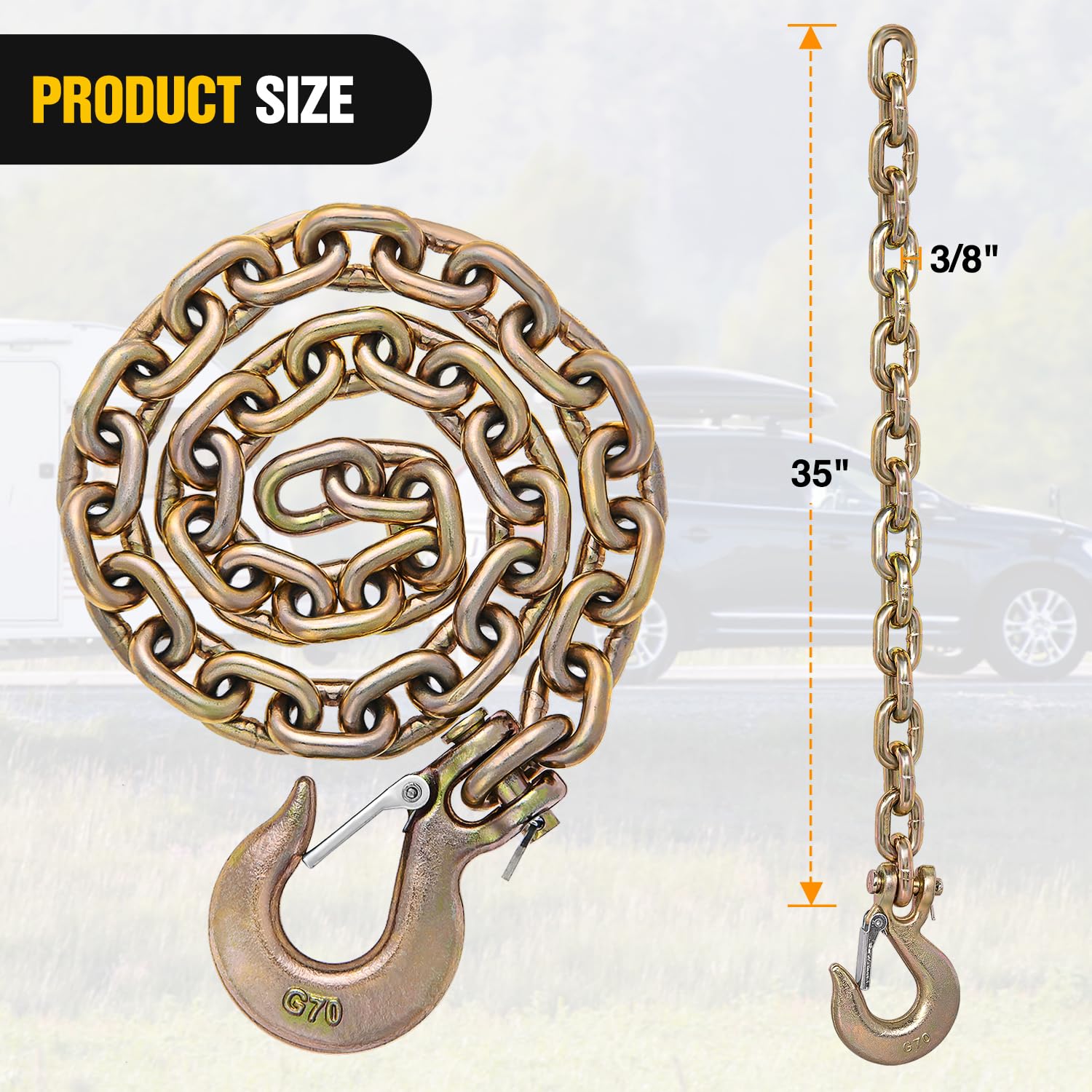 Nilight close-up of chain link and hook showing durable alloy strength