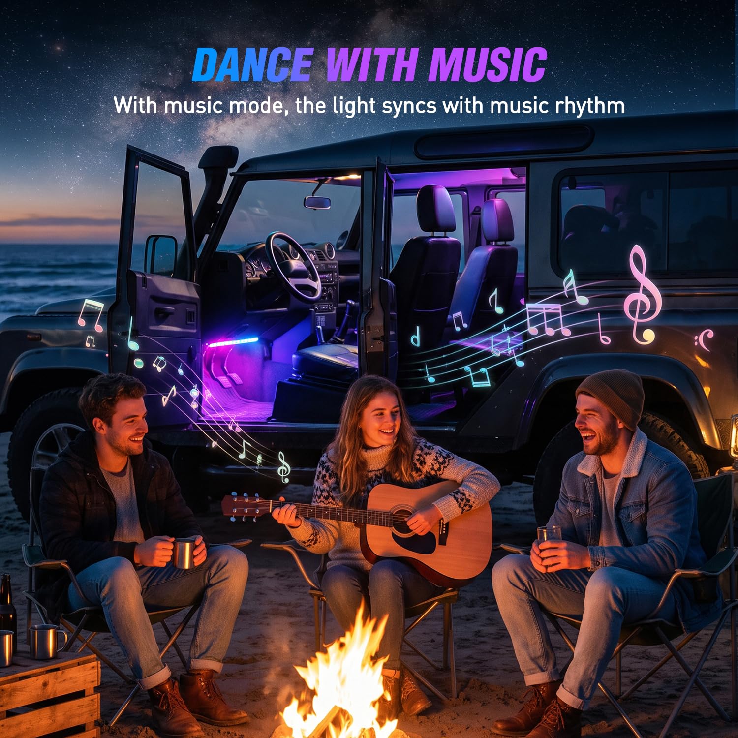 Nilight multicolor modes display showing music-responsive lighting effect