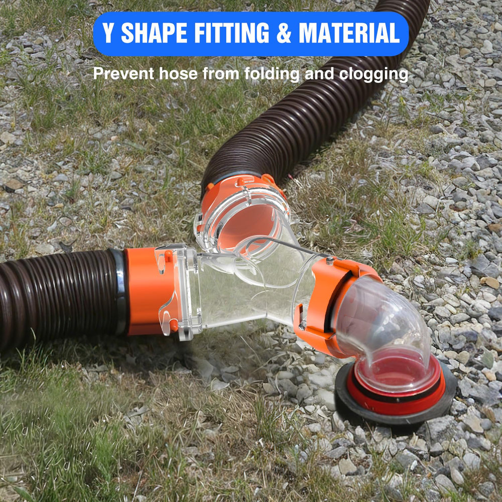 Nilight installed connecting two camper hoses into one dump to save dumping time