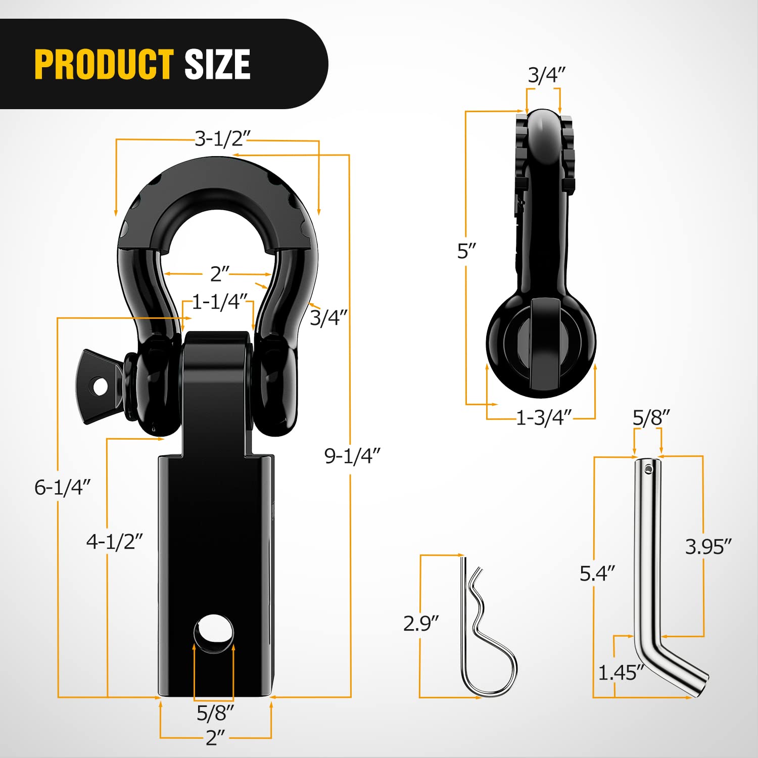 Nilight close-up of 3/4 inch D-ring shackle highlighting secure attachment benefit