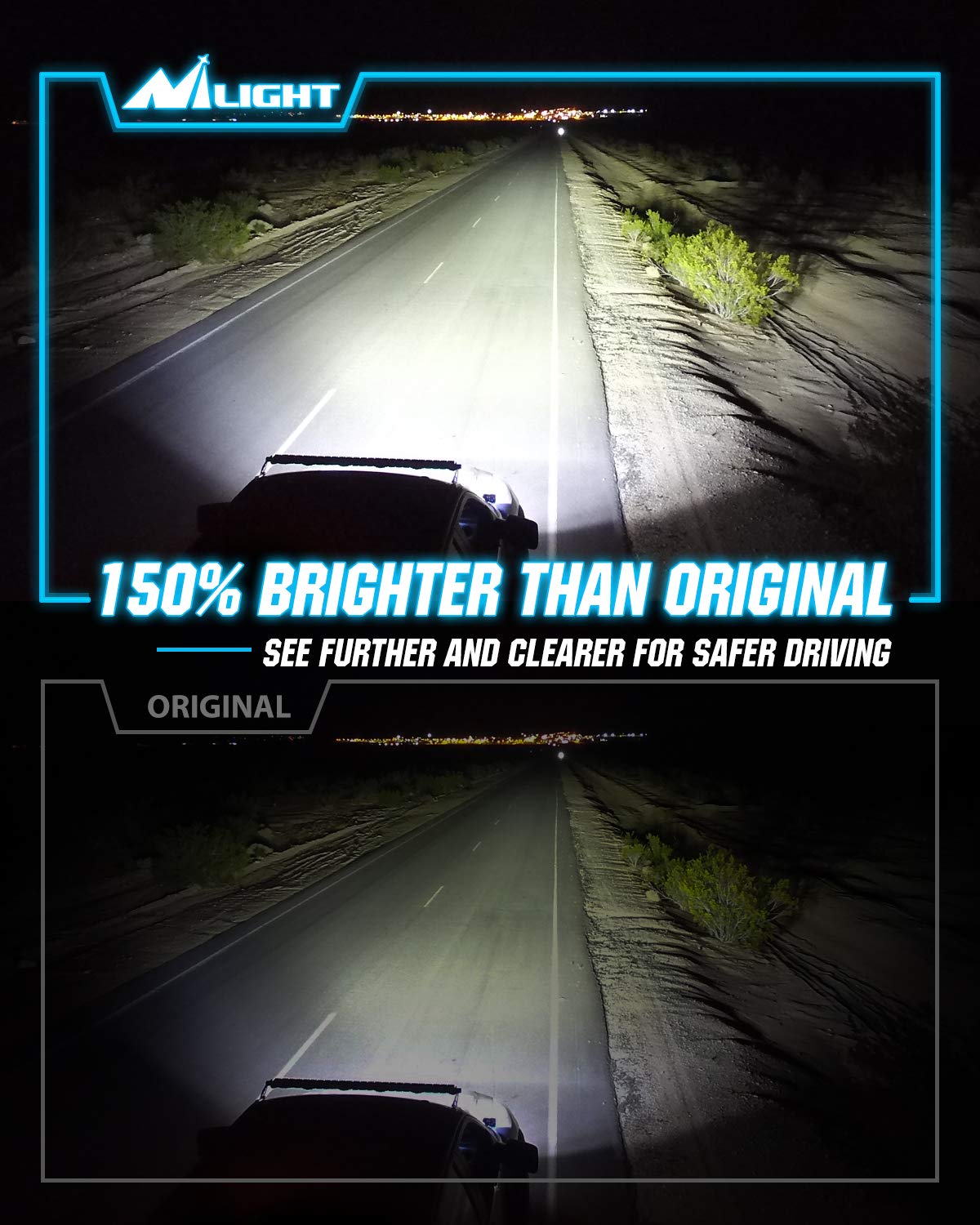 Nilight D4S installed in headlight housing demonstrating focused beam and fitment