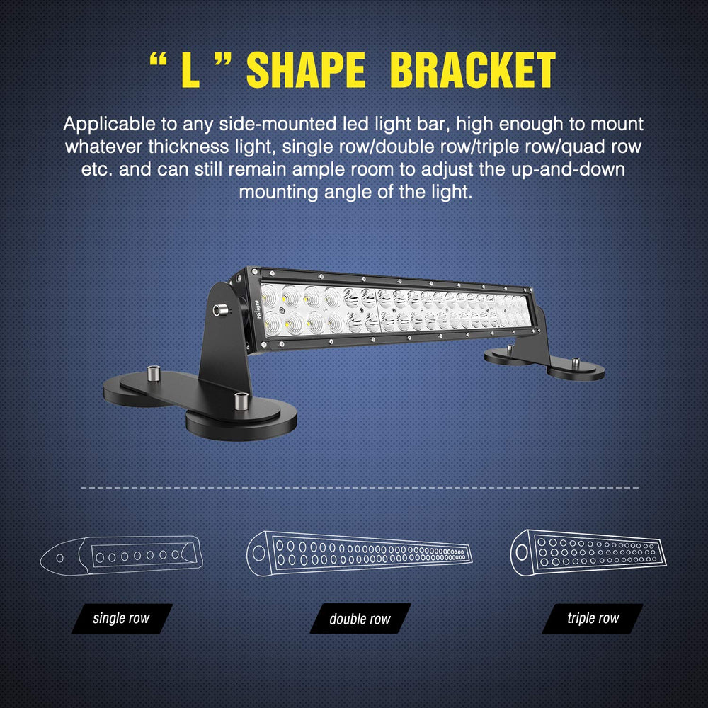 Nilight L-shaped bracket and fasteners showing adjustable fit