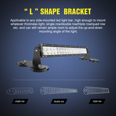 Nilight L-shaped bracket and fasteners showing adjustable fit