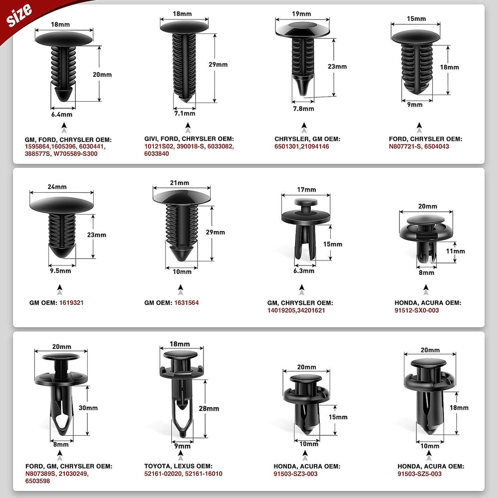 Nilight fastener variety overview with assorted clips for broad compatibility