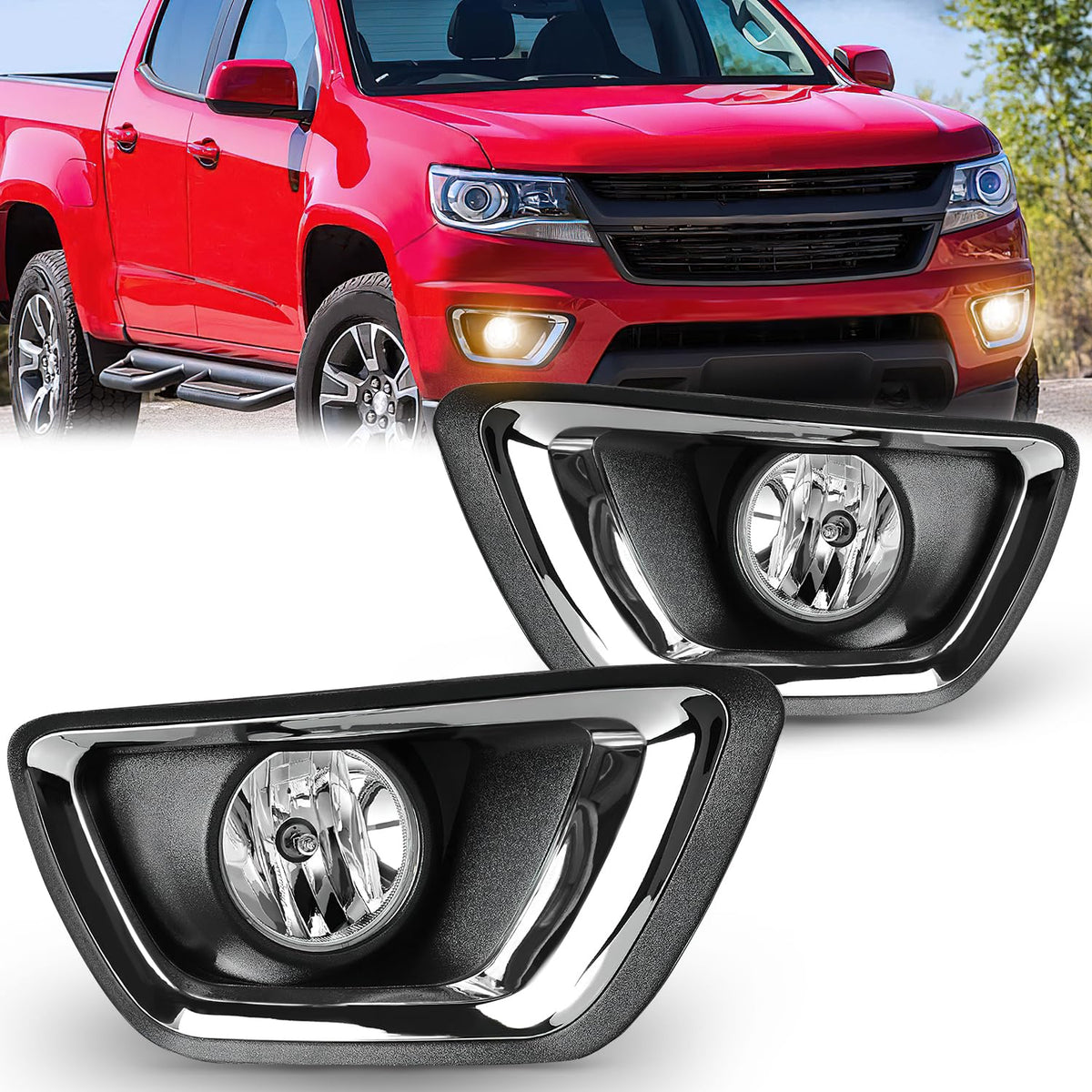 Nilight front assembly on Chevy Colorado showing direct-fit appearance and improved visibility