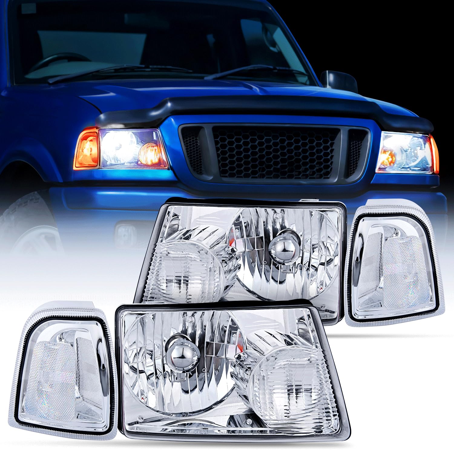 Nilight front assembly pair showing clean lenses and improved road visibility