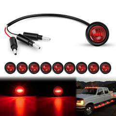 Nilight front-facing 10-pack showing compact round red LED marker lights and visibility benefit