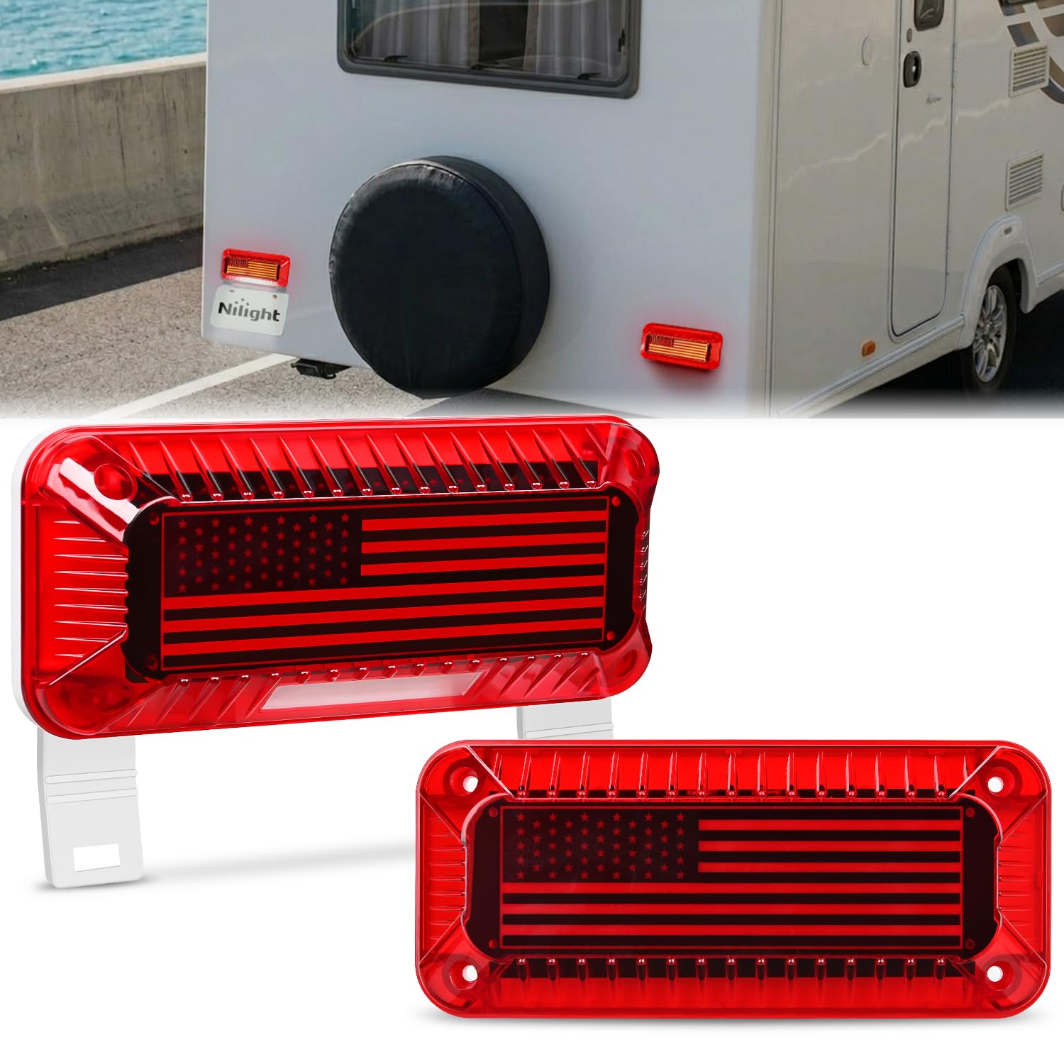 Nilight front-facing pair showing red and white LEDs for safer rear signaling