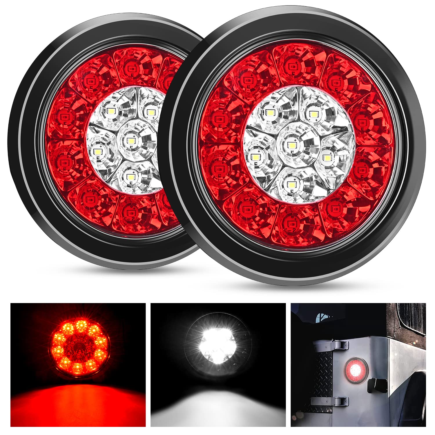 Nilight front-facing pair showing red and white lenses for clear signaling