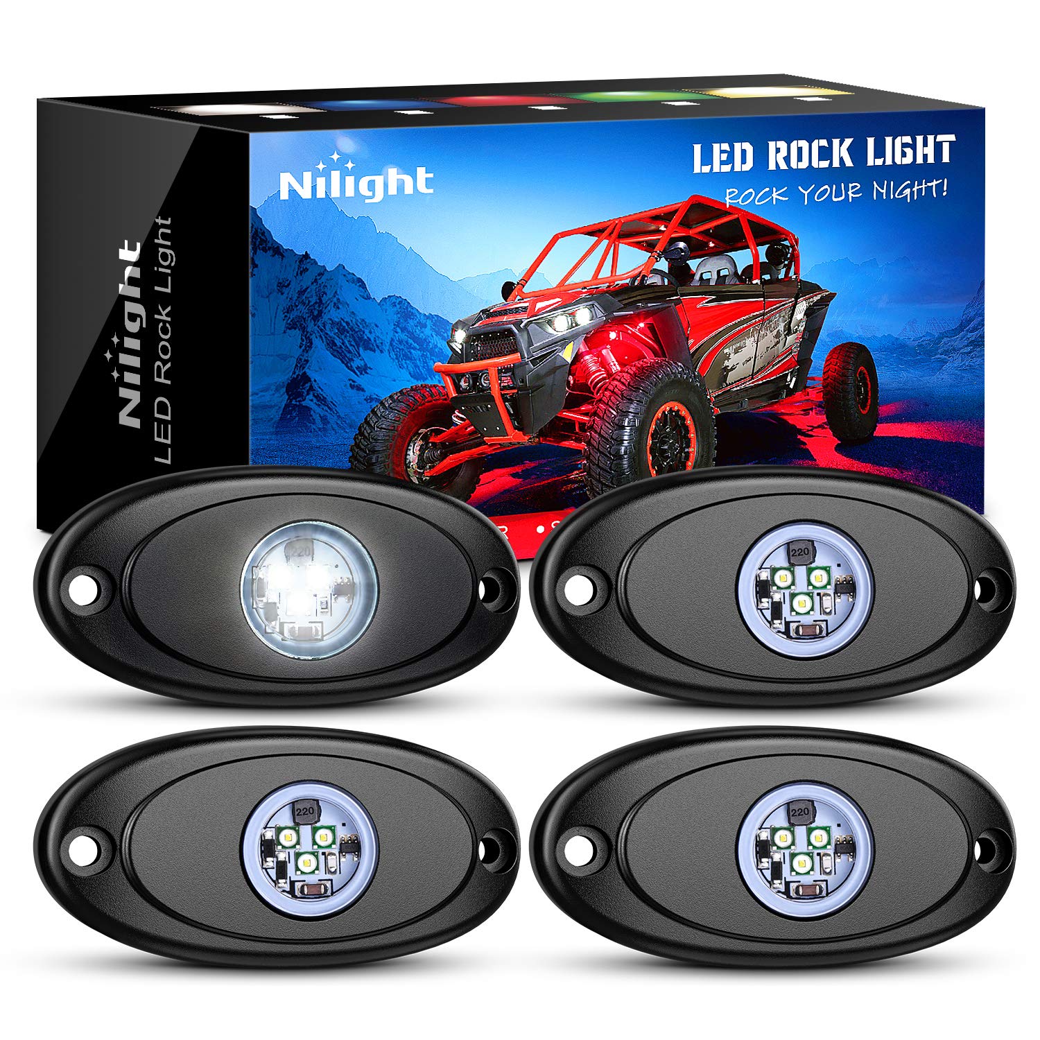 Nilight front-facing pod cluster showing bright white output and visibility benefit
