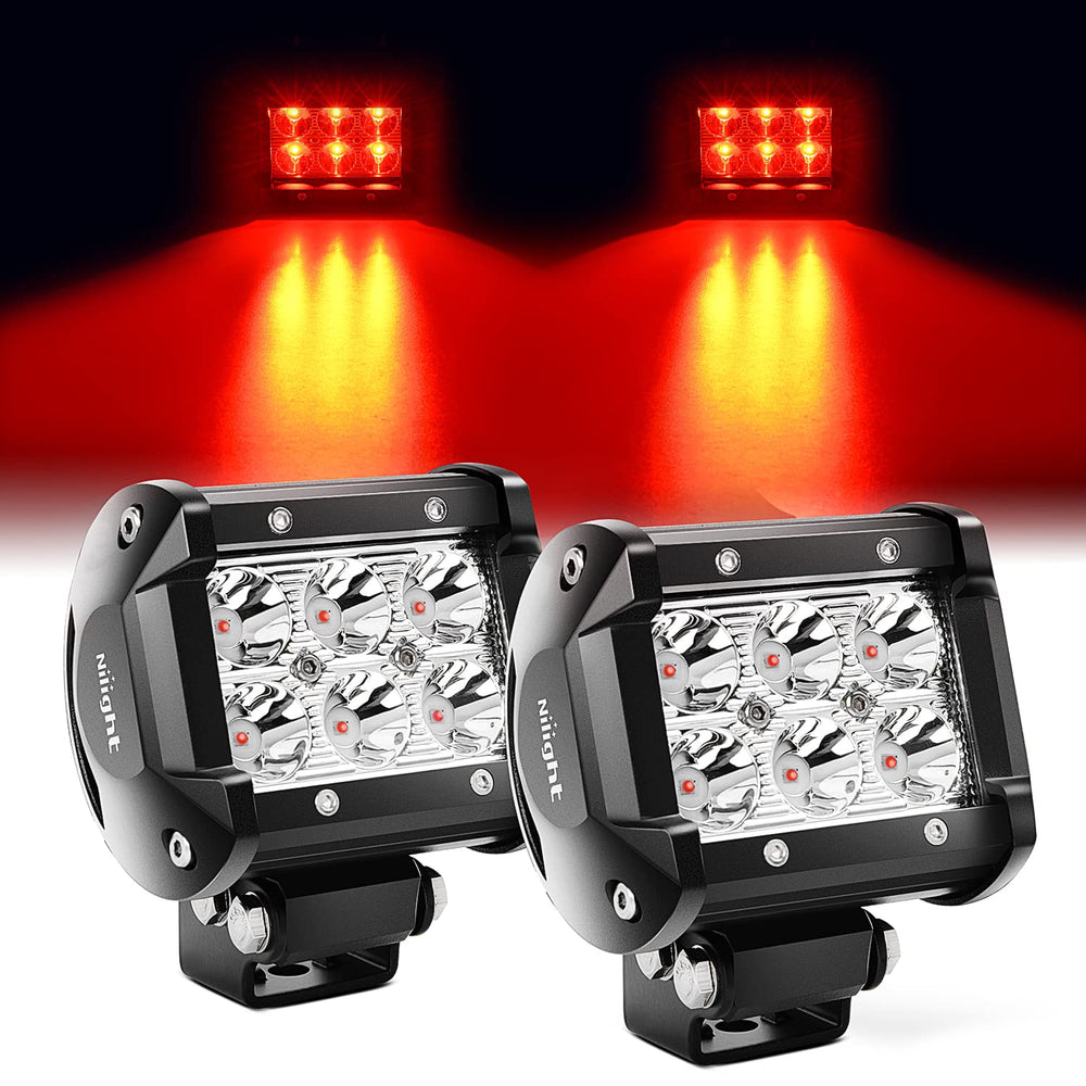 Nilight front-facing red LED pods showing compact profile and focused beam benefit