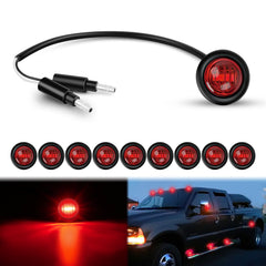 Nilight front view of ten red round LED markers showing compact pack and benefit