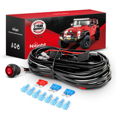 Nilight front packaging of harness kit showing all included parts and easy install benefit
